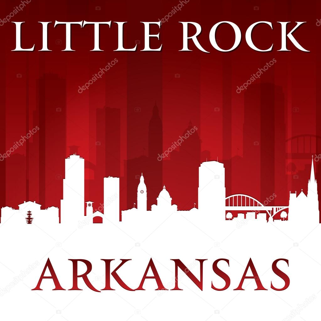 Little Rock Arkansas city silhouette red background 