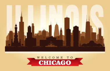 Chicago Illinois şehrinin silüeti silueti silueti