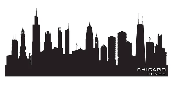 Chicago Illinois Skyline Silhouette Vettoriale Dettagliata — Vettoriale Stock