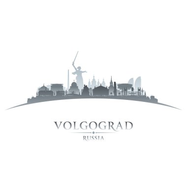 Volgograd Rusya şehir silueti. Vektör illüstrasyonu