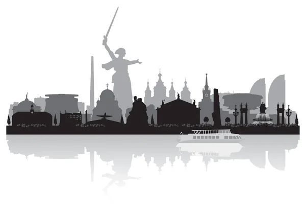 Volgogrado Rusia Ciudad Skyline Vector Silueta Ilustración — Archivo Imágenes Vectoriales