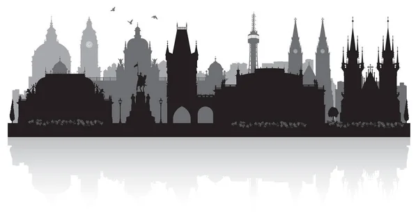 Praag Tsjechische Stad Skyline Vector Silhouet Illustratie — Stockvector