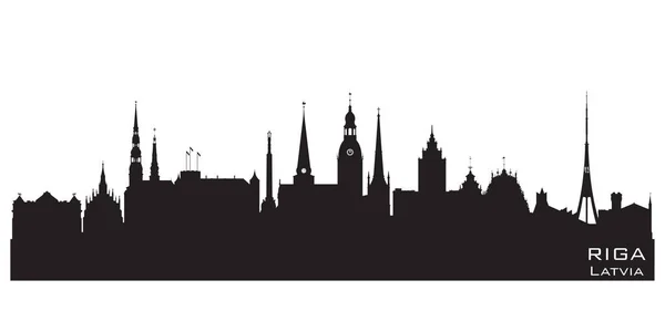Riga Letland Skyline Gedetailleerd Vectorsilhouet — Stockvector
