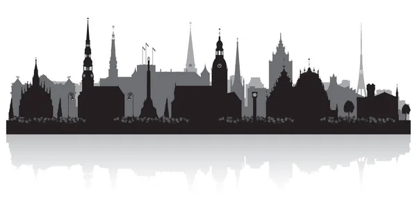 Riga Letland Stad Skyline Vector Silhouet Illustratie — Stockvector