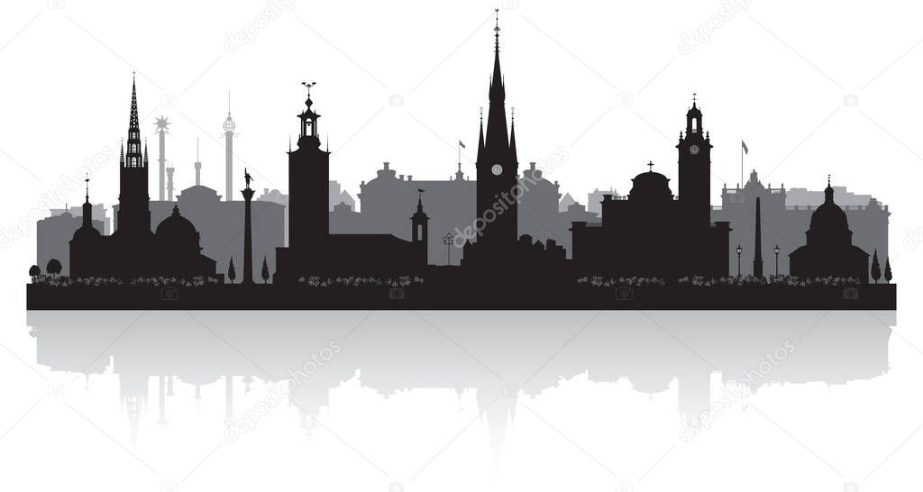 Stockholm Sweden city skyline vector silhouette illustration