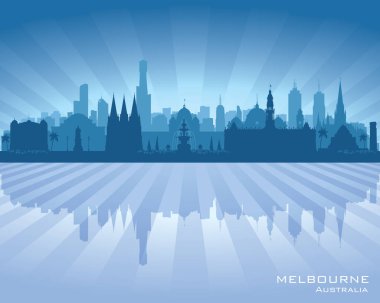 Melbourne Avustralya şehir silueti silueti çizimi