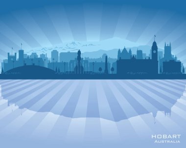 Hobart Avustralya şehir silueti silueti çizimi