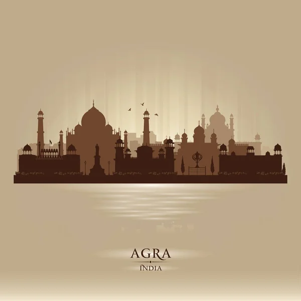 Agra Hindistan Şehir Silueti Silueti Çizimi — Stok Vektör