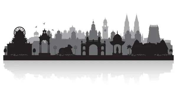 Mysore Indie Město Panorama Vektor Silueta Ilustrace — Stockový vektor