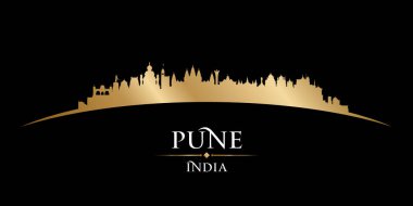 Pune India şehrinin silueti. Vektör illüstrasyonu