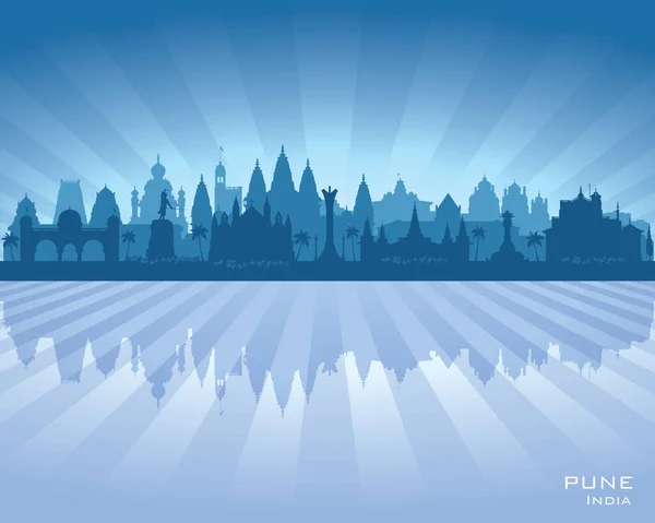 Pune Indien Stadt Skyline Vektor Silhouette Illustration — Stockvektor