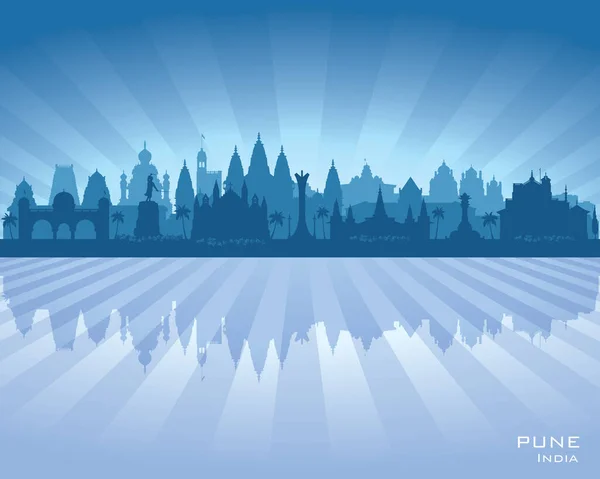 Pune India Ciudad Skyline Vector Silueta Ilustración — Vector de stock