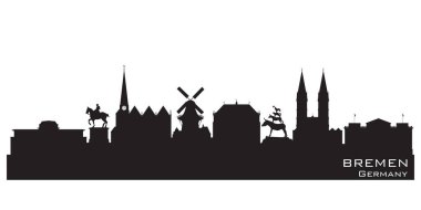 Bremen Almanya şehir silueti Ayrıntılı vektör silueti