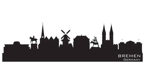 Bremen Alemania Ciudad Skyline Silueta Vectorial Detallada — Vector de stock