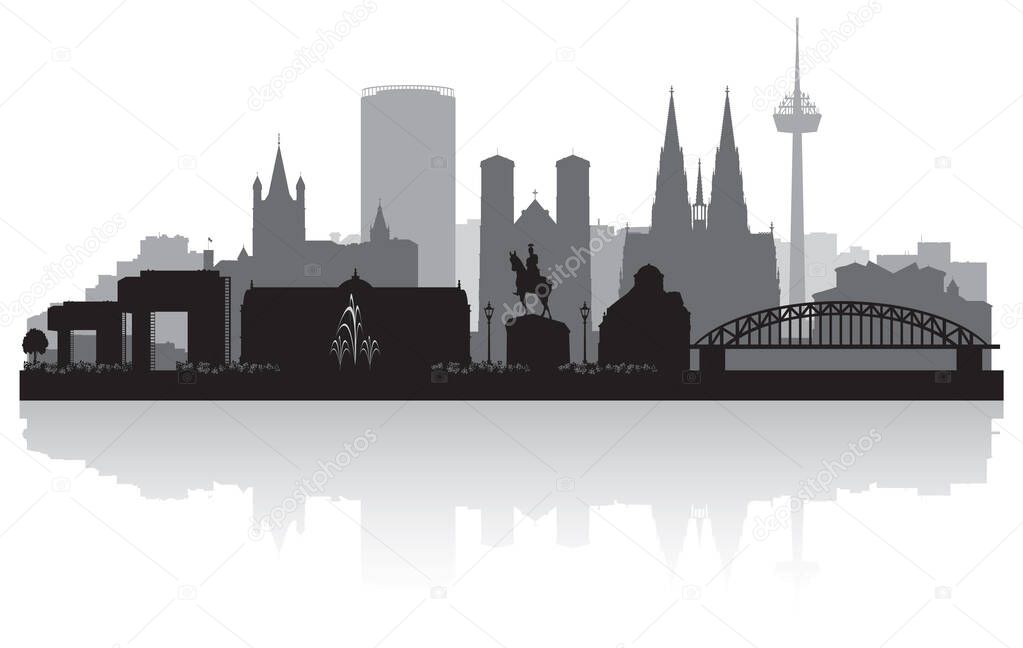 Cologne Germany city skyline vector silhouette illustration