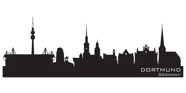 Dortmund Germany City Skyline Λεπτομερής Διανυσματική Σιλουέτα — Διανυσματικό Αρχείο