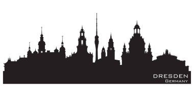 Dresden Almanya şehir silueti Ayrıntılı vektör silueti