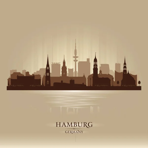 Hamburgo Alemania Skyline Vector Silueta Ilustración — Vector de stock