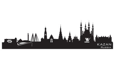 Kazan Rusya şehir manzarası detaylı siluet