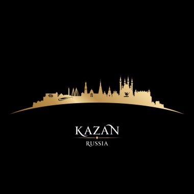Kazan Rusya şehir manzarası siluet siyah arka plan 