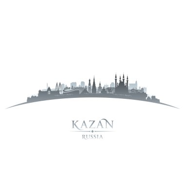 Kazan Rusya şehir manzarası siluet beyaz arka plan 