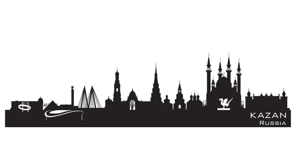 Kazan Rusia ciudad skyline silueta detallada — Vector de stock