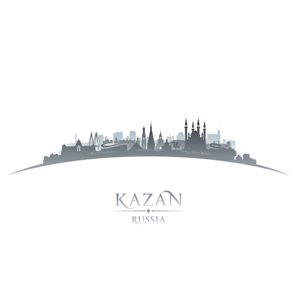 カザン ロシア都市スカイライン シルエット白背景 — ストックベクタ