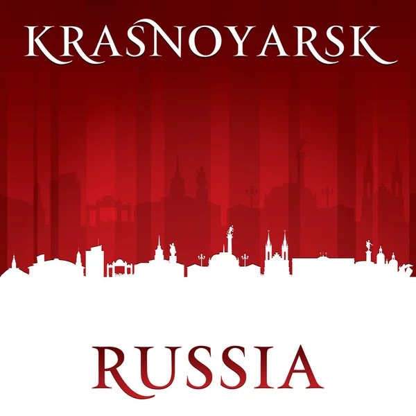 Krasnoyarsk Russia città skyline silhouette rosso sfondo — Vettoriale Stock
