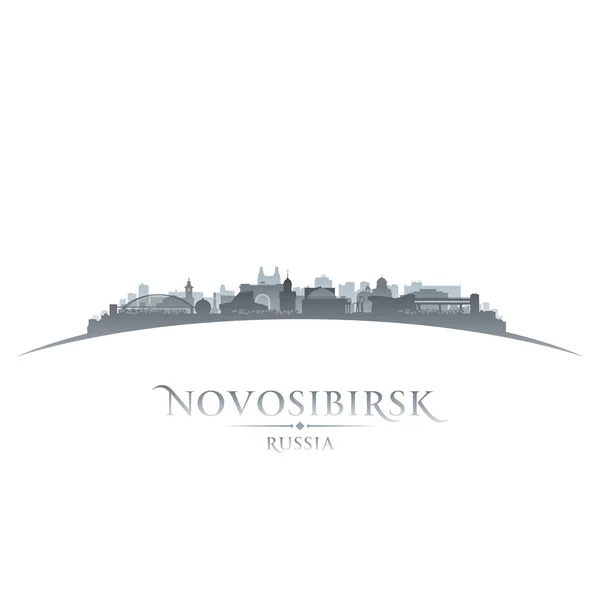 Novosibirsk Rússia cidade skyline silhueta branco fundo — Vetor de Stock