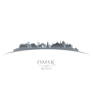 Omsk Rusya şehir manzarası siluet beyaz arka plan 