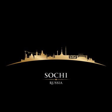 Sochi Rusya şehir manzarası siluet siyah arka plan 
