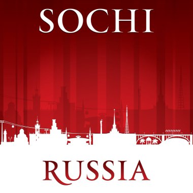 Sochi Rusya şehir manzarası silueti kırmızı arka plan 