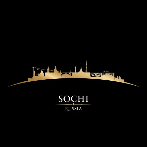 Sochi Rusya şehir manzarası siluet siyah arka plan — Stok Vektör