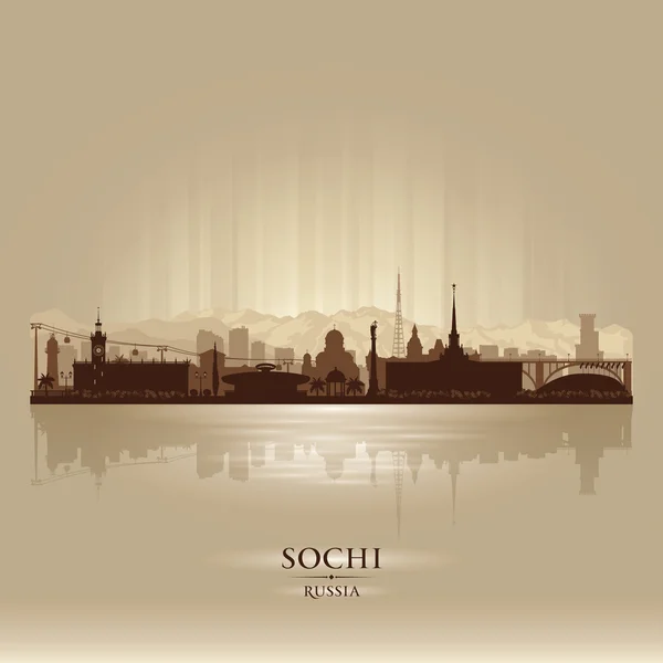 Sochi Rusia skyline silueta de la ciudad — Vector de stock