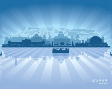 Jaipur Hindistan şehir manzarası vektör siluet