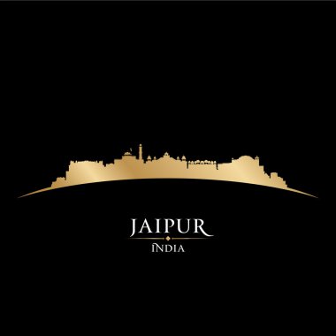 Jaipur Hindistan şehir manzarası siluet siyah arka plan 