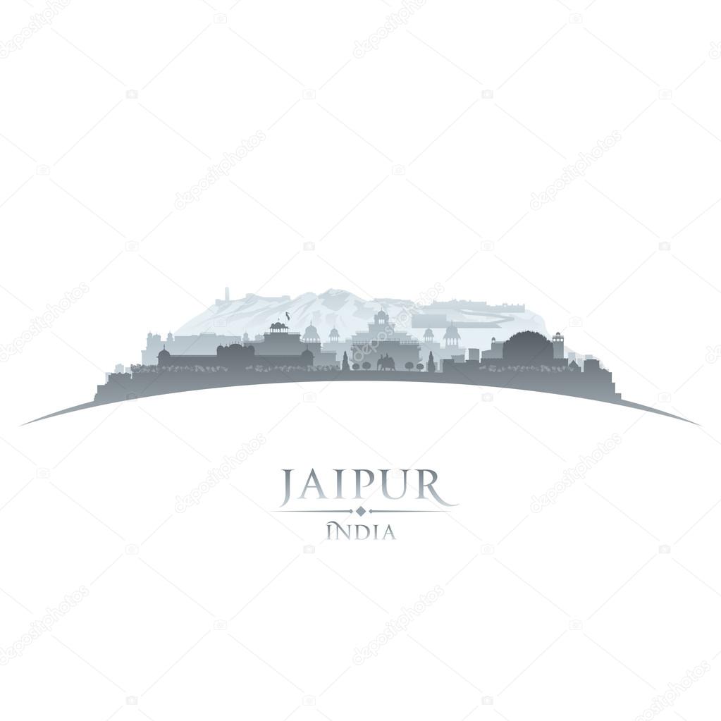 Jaipur India city skyline silhouette white background 
