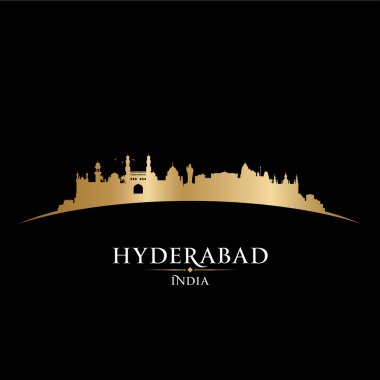 Hyderabad India city skyline silhouette black background  clipart