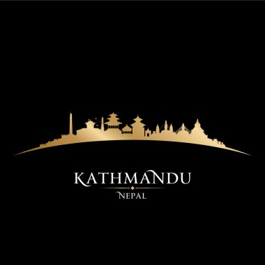 Katmandu Nepal şehir manzarası siluet siyah arka plan 