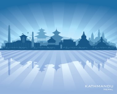 Katmandu Nepal şehir manzarası vektör siluet
