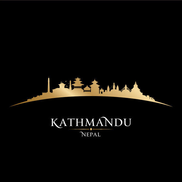 Kathmandu Nepal  city skyline silhouette black background 