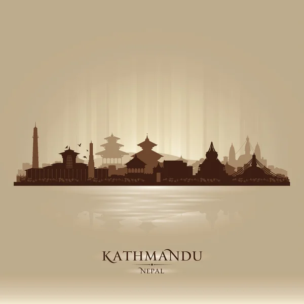 Katmandu Nepal şehir manzarası vektör siluet