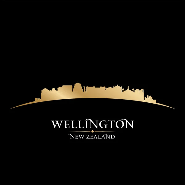 Wellington Nieuw-Zeeland stad skyline van silhouet zwarte achtergrond — Stockvector