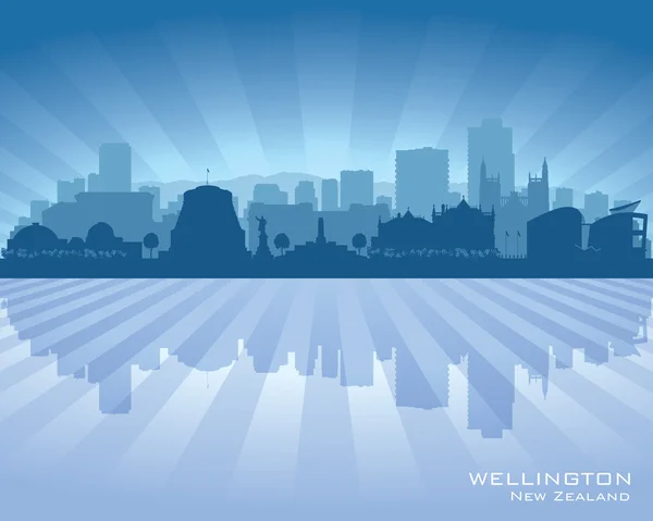 Wellington Nueva Zelanda silueta de vector horizonte de la ciudad — Vector de stock