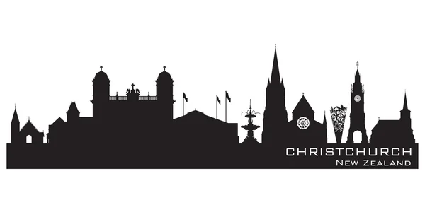 Christchurch, Nieuw-Zeeland stad skyline vector silhouet — Stockvector