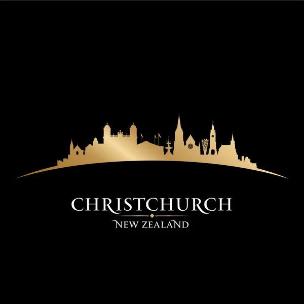 Christchurch Nueva Zelanda skyline silueta negro backgroun — Archivo Imágenes Vectoriales