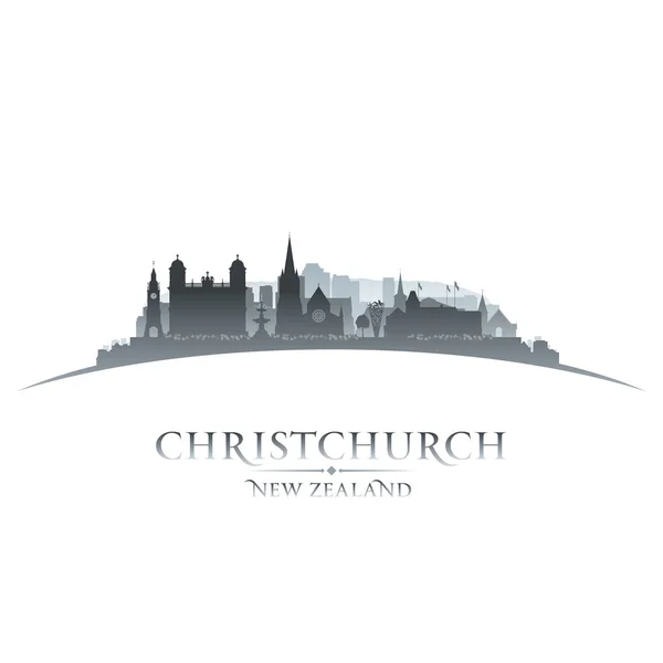 新しいクライストチャーチ ニュージーランド都市スカイライン シルエットの白い背景があります。 — ストックベクタ
