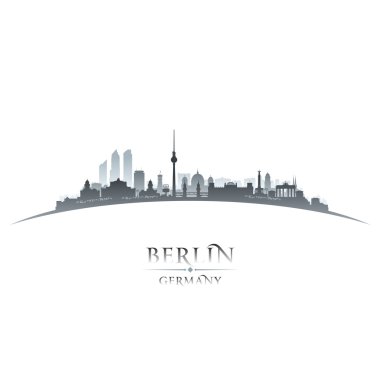Berlin Almanya şehir manzarası siluet beyaz arka plan 