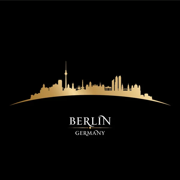 Berlin Allemagne silhouette d'horizon de la ville fond noir — Image vectorielle