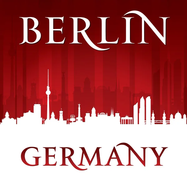 Berlin Germany city skyline silhouette red background — Stock Vector